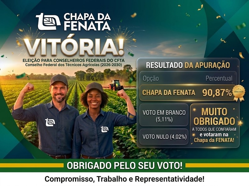 Vitória Expressiva: Chapa da FENATA vence a eleição para os Conselheiros Federais do CFTA (Gestão 2026–2030)
